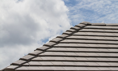 roof with blue sky in background.