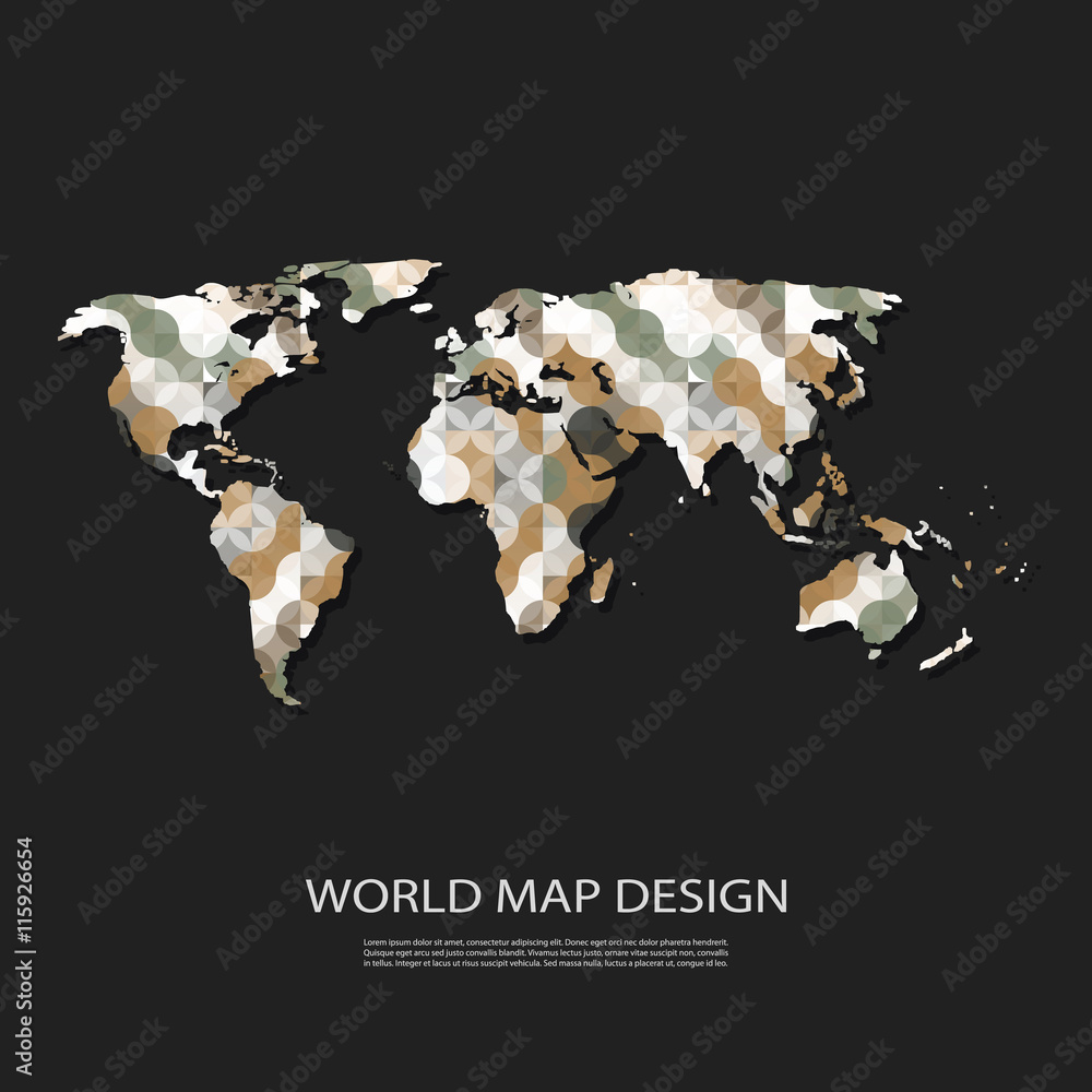 Poster abstract world map background design in editable vector format