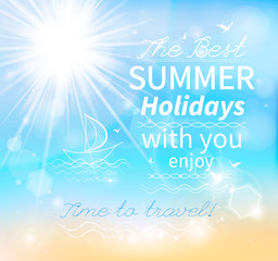 Naklejka na ściany i meble Summer, Seaside view poster. Vector background