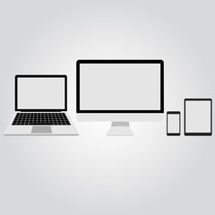 Vector set of monitor, computer, laptop, phone and tablet ,vecto