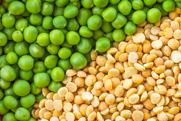 Yellow and green peas