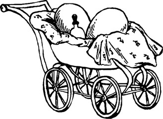 Fototapeta na wymiar Vintage picture baby carriage