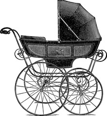 Vintage picture baby carriage - 115929471