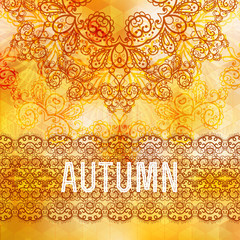 Vector autumn background. Golden Vintage frame