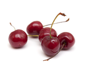 dark red cherry isolated on white