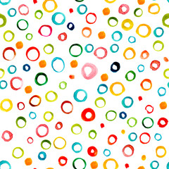 Seamless watercolor background pattern with hand drawn circles