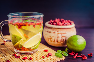 Fresh antioxidant herbal tea from goji berries