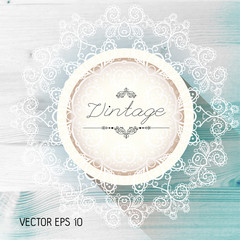 Vintage frame on a realistic wood texture , vector