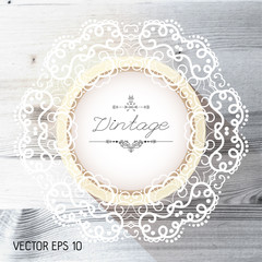 Vintage frame on a realistic wood texture , vector