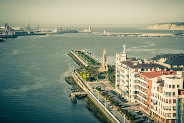 El Abra bay and Getxo pier and seafront, Spain