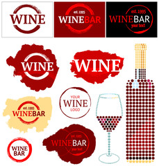 Vector wine logo and graphic design set