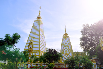 Stupa in Bodhgaya models,Public & Famous.Wat Phra That Nong Bua, stupa in Bodhgaya, Mahabodhi style, Ubon Ratchathani, Isan, Isaan, Thailand, Asia