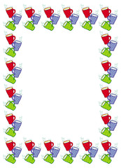 Frame with cups. Vector clip art.
