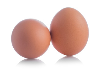 Chicken eggs close-up isolated on white background.