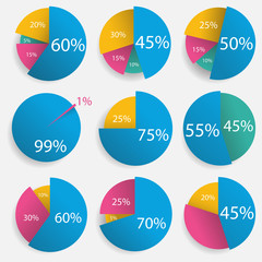 Infographics - Colorful Pie Chart Set - vector eps10