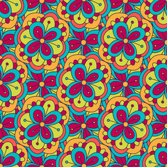 Doodle floral pattern. Vector seamless background. Illustration for textile fabric
