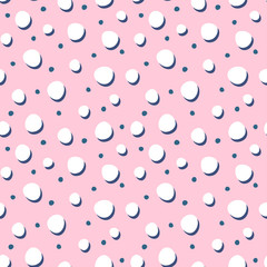 Abstract seamless backgrounds with dots and spots. Cute vector seamless patterns. Pink girlish background.