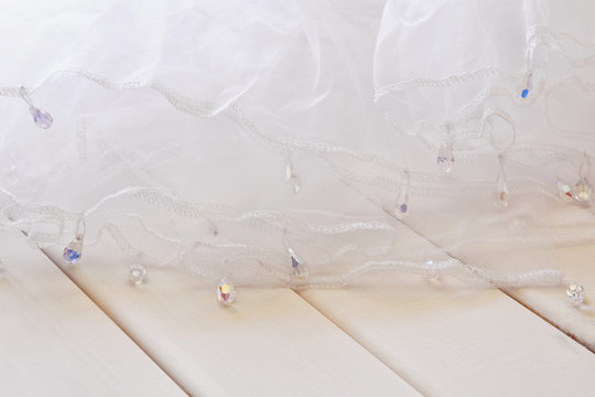 Vintage tulle chiffon bride dress background. wedding concept.