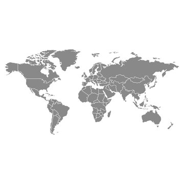 Grey Political World Map Illustration