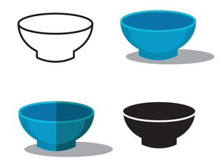 Bowl icon set, restaurant sign collection