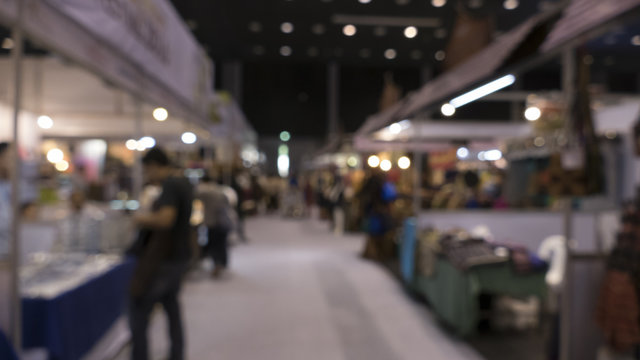 People Shopping In Exhibiton Trade Fair - Blur