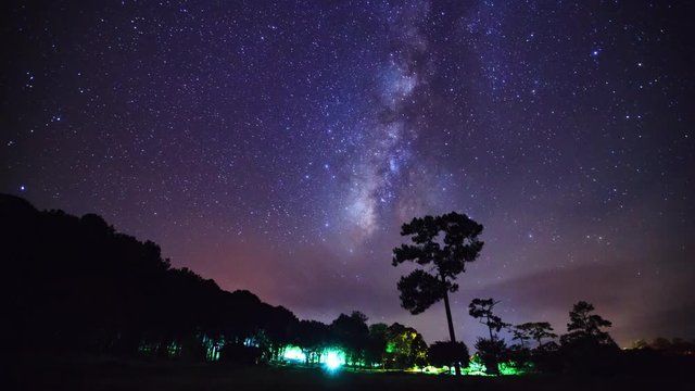 Timelapse Milky Way at Phu Hin Rong Kla National Park,Phitsanulok Thailand.4K