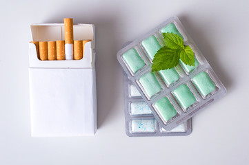 cigarettes and chewing gum with mint