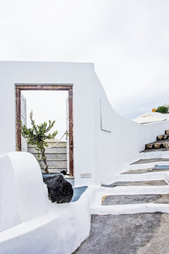 Door and white architecture, Santorini, Greece