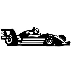 Formula 1 sport car. Black silhouette