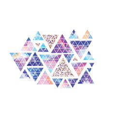 Triangular space design. Abstract watercolor ornament.
