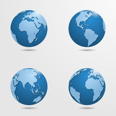 Set of high detailed vector globes. Vector illustration.