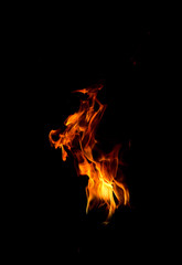Fire flames on black background