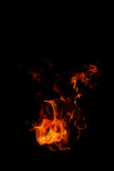 Fire flames on a black background