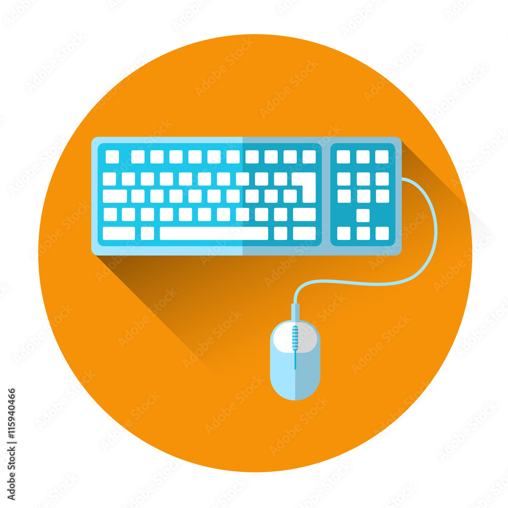 Poster computer keyboard mouse colorful icon