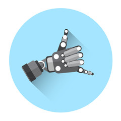 Modern Robot Hand Phone Finger Gesture Icon