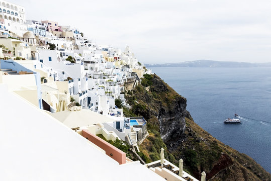 White architecture and view, Santorini, Greece