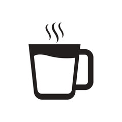 black vector icon on white background cup of hot coffee