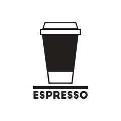 black vector icon on white background cup of espresso