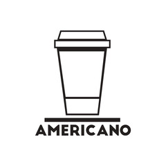black vector icon on white background cup of americano