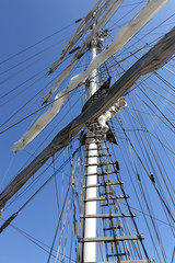 square rigged mast of a barquentine