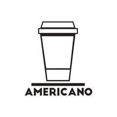 black vector icon on white background americano to go
