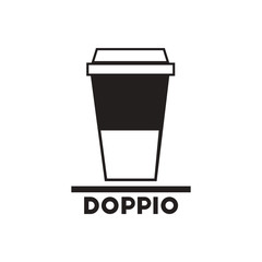 black vector icon on white background doppio to go