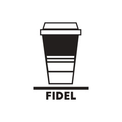 black vector icon on white background fidel coffee to go