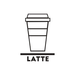 black vector icon on white background latte to go