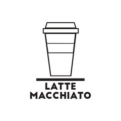black vector icon on white background latte macchiato to go