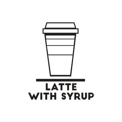 black vector icon on white background latte with syrup