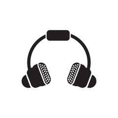 black vector icon on white background music headphones