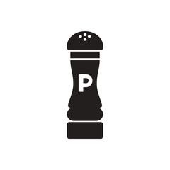 black vector icon on white background pepper shaker