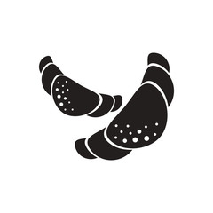 black vector icon on white background two croissant