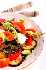 Eggplant, tomato and mozzarella salad